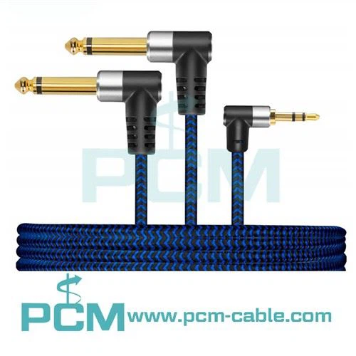 3,5 mm 1 8 TRS para cabo duplo 6,35 mm 1/4 TS