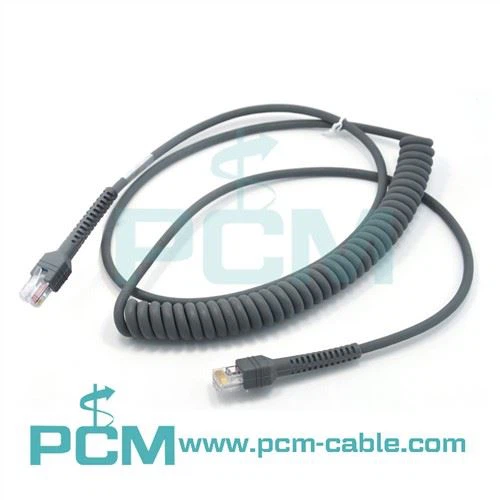 Conector de cabo enrolado masculino do varredor de código de barras RS232 RJ45