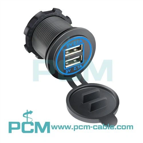 Tomada de tomada de carregador USB dupla