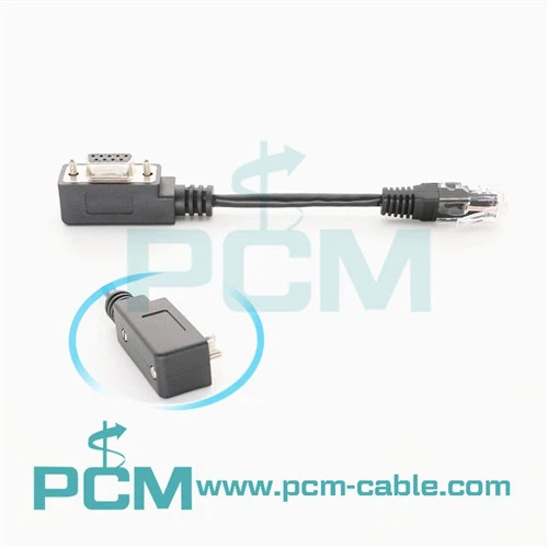 Adaptador serial angular DB9 fêmea para RJ45 macho