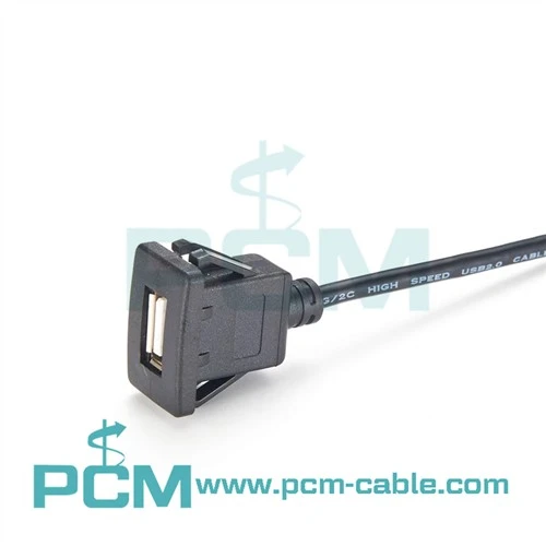 Cabo USB A Snap-In para montagem em painel