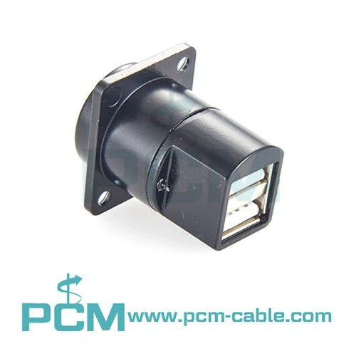 Montagem em painel de conector de receptáculo USB empilhado
