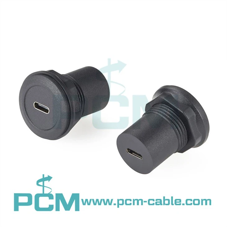 Adaptador de montagem em painel redondo de tomada USB C para tomada USB C