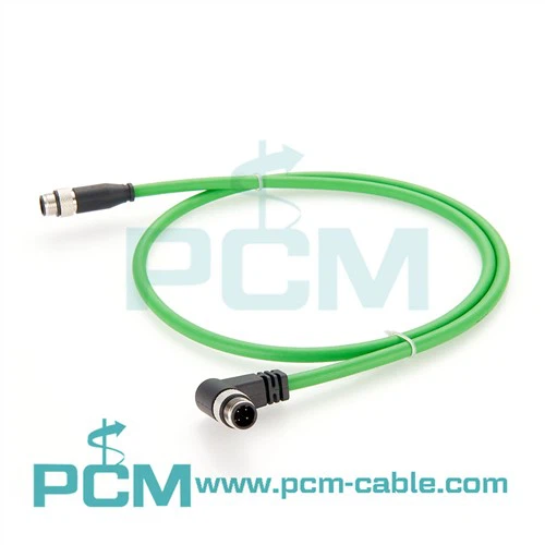 ProfiNet Ethercat D-Code M12 para M12 Cabo Cat5E em ângulo reto