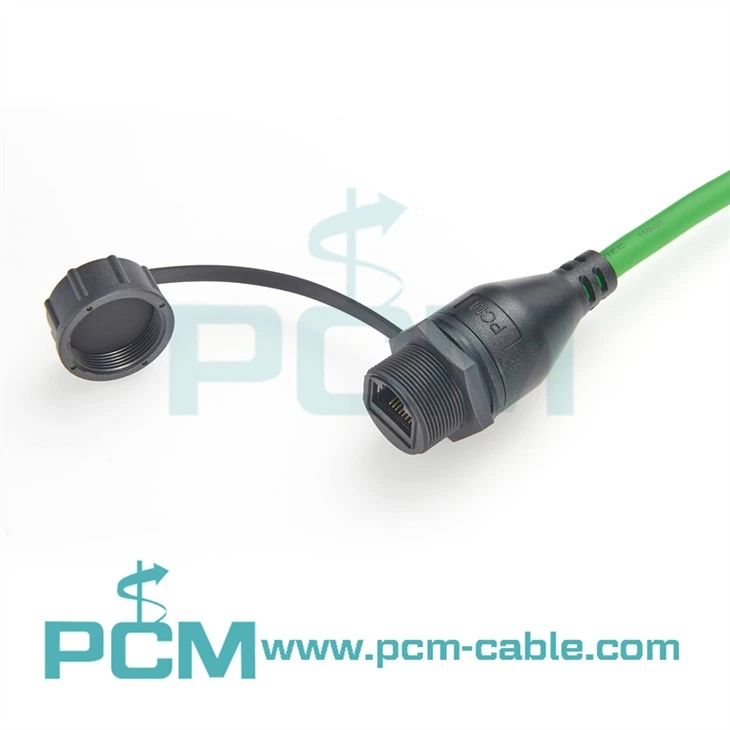 RJ45 Waterproof Panel Mount Cable with Threaded Locking, IP67 Protection, for Outdoor Networking