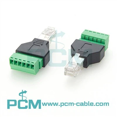 Conector adaptador do terminal de parafusos RJ45 para 8 pinos
