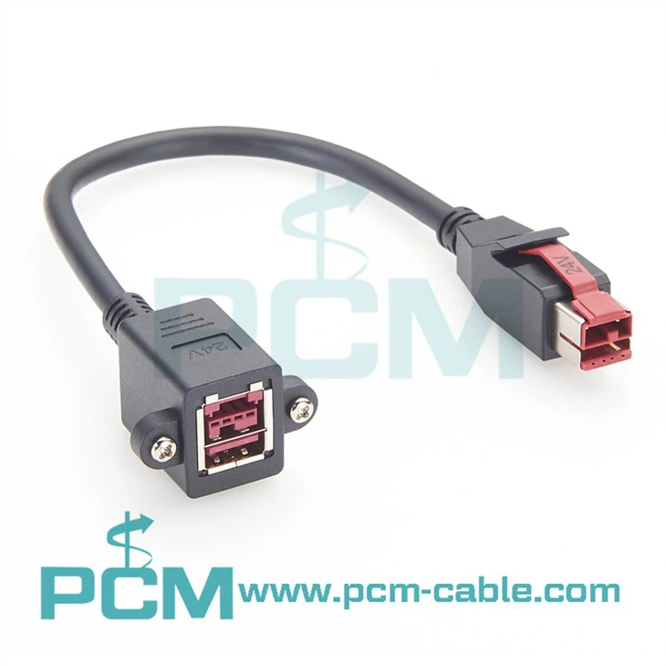 Retail USB 24V Powered USB Plug to Female Panel Mount Cable 0.3m for POS Systems