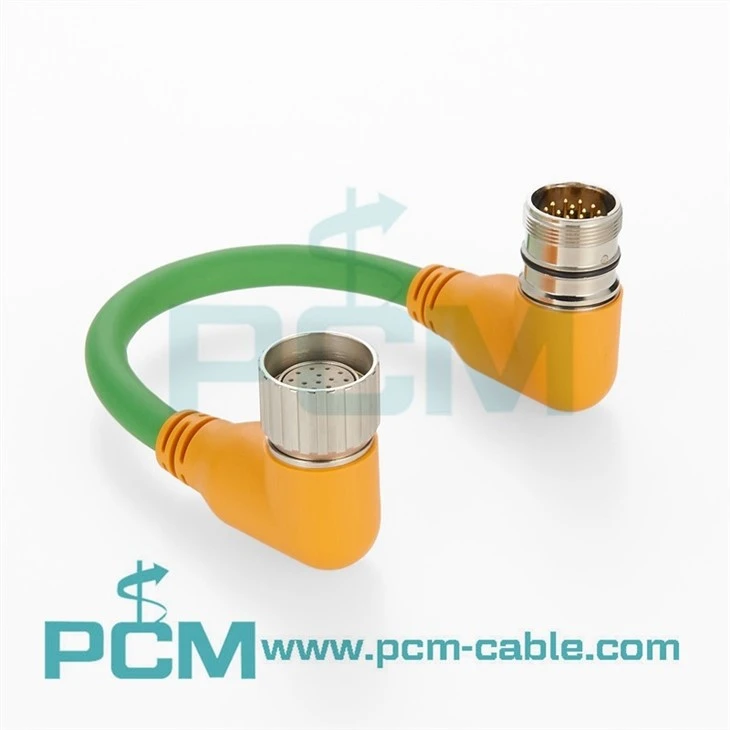 Connecting cable angled 17-pole fitted M23 Plug