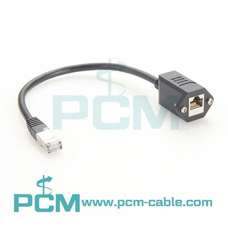 Shielded Cat6A Panel Mount Extension Cable cat6a keystone coupler