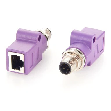 M12 to RJ45 panel feedthrough connector M12 to RJ45 panel feedthrough connector
