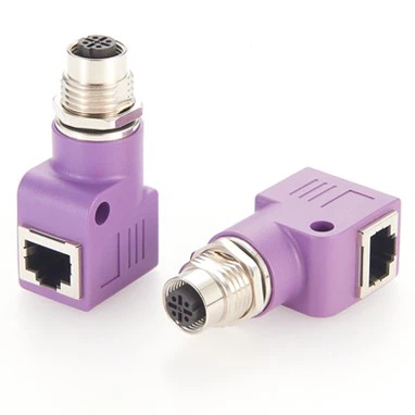 Control cabinet feedthrough connector M12 to RJ45 Control cabinet feedthrough connector M12 to RJ45