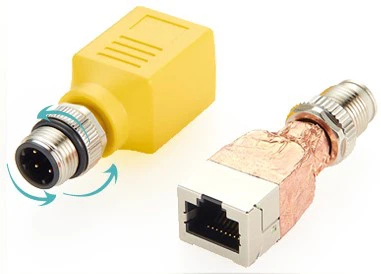 Network Adapter M12 4 Pin D Coded Male To RJ45 Jack Network Adapter M12 4 Pin D Coded Male To RJ45 Jack