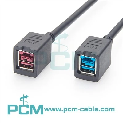 Cabo USB fêmea para fêmea alimentado de 12V a 24V