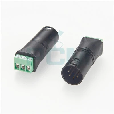 Macho de 5 Pin DMX XLR para parafusar o adaptador terminal para o sistema de iluminação DMX e o equipamento audio