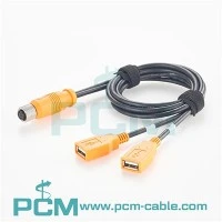 M12 A Código 8 Pinos para Cabo USB A Duplo