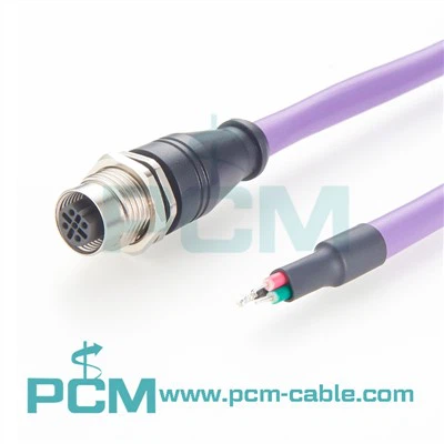 Cabo Profibus fêmea para montagem em painel com codificação M12 B-
