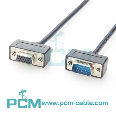 Cabo SVGA LCD ultra-fino HD15 macho para cabo de monitor fêmea